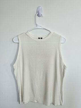 White Sleeveless Knit Sweater Vest Tank Top XXL🔥